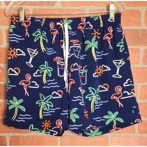Chubbies Mens Swim Trunks Shorts Size L Tropical Neon Lights Print Flamingo
